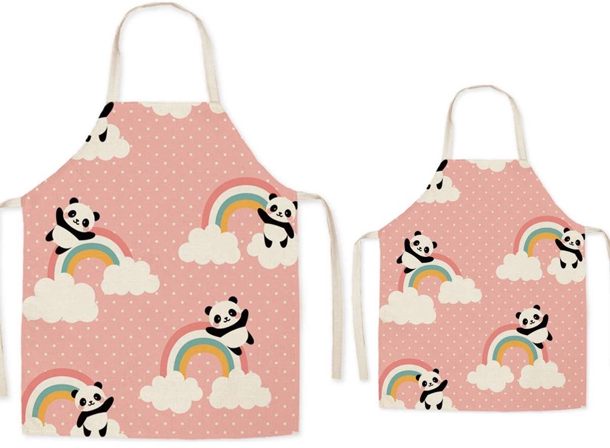 SolidKeus - Set van 2 Kinderen en Volwassen Schorten met Panda Print
