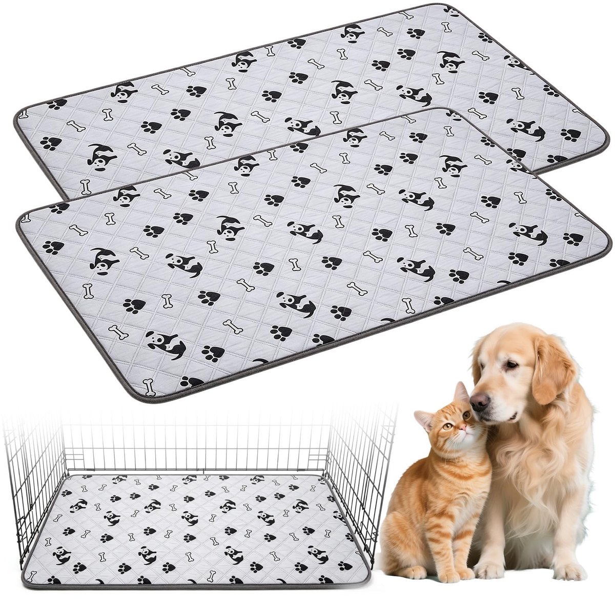 SolidKeus - Wasbare Pipi Mat voor Kleine Dieren, 2 Stuks