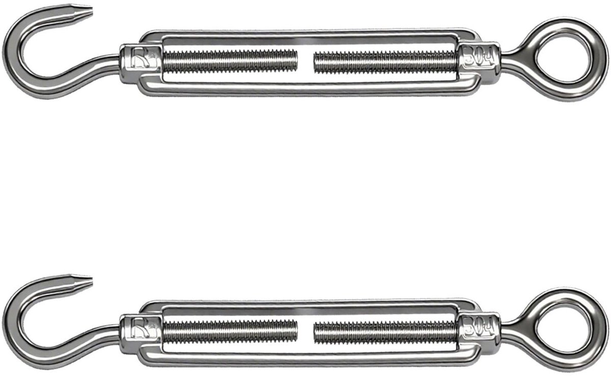 SolidKeus - Set van 2 RVS Kabelspanners met Haak en Oog