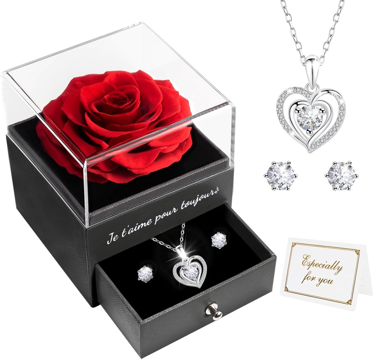 SolidKeus - Stabilized Rozen Set met Sieraden voor Vrouwen