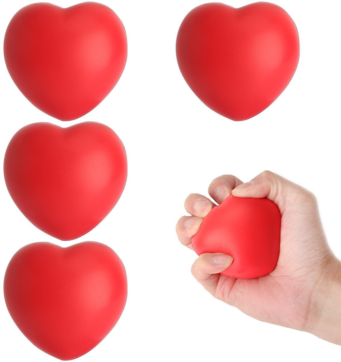SolidKeus - Set van 4 Hartvormige Stressballen voor Handtraining