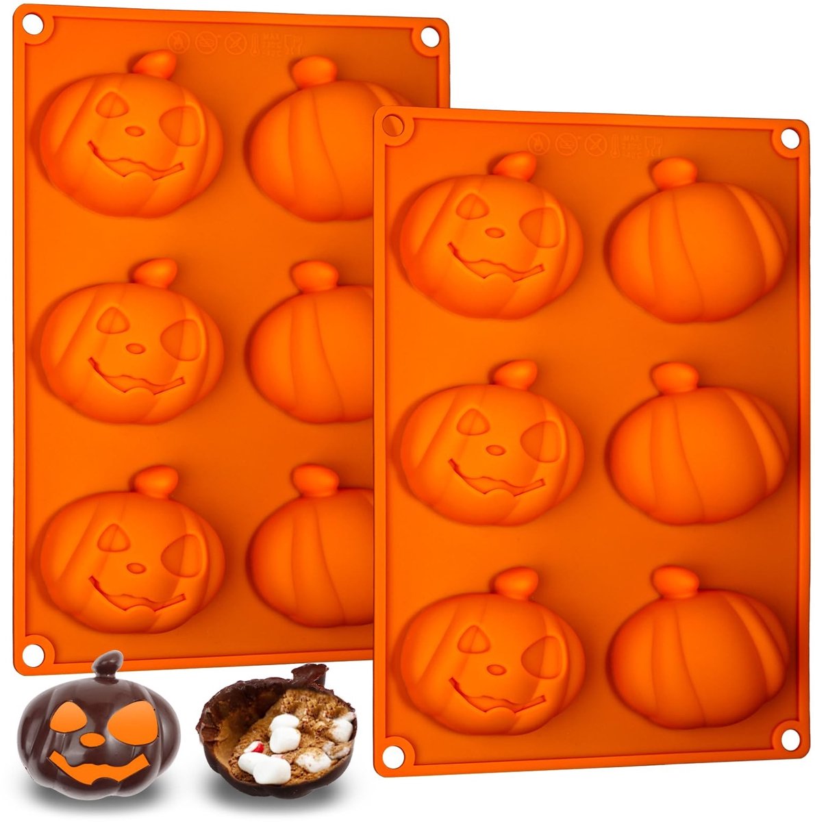 SolidKeus - Silicone 3D Pompoen Bakvorm 2 Stuks voor Chocolade