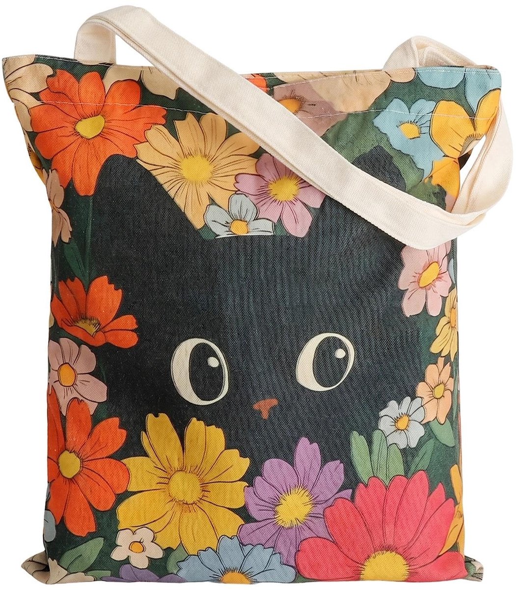 SolidKeus - Vrouwelijke Canvas Tas met Bloemenprint en Binnenvak