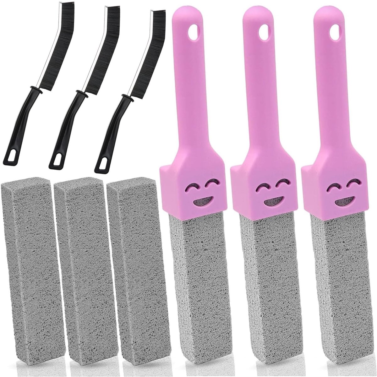 SolidKeus - Set van 6 Pumice Stones voor Toiletreiniging met Handvatten en Borstels