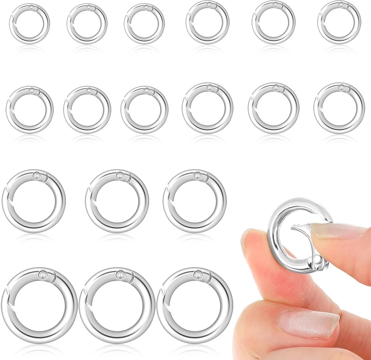 SolidKeus - Set van 18 Mini Carabiner Haakjes voor Sleutels en Handwerk