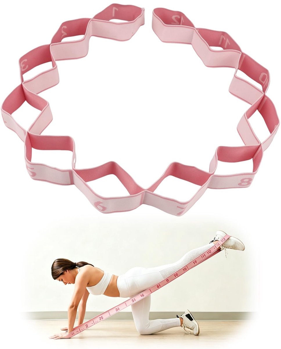 SolidKeus - Yoga-Stretchband met 12 Genummerde Lussen voor Verbeterde Flexibiliteit