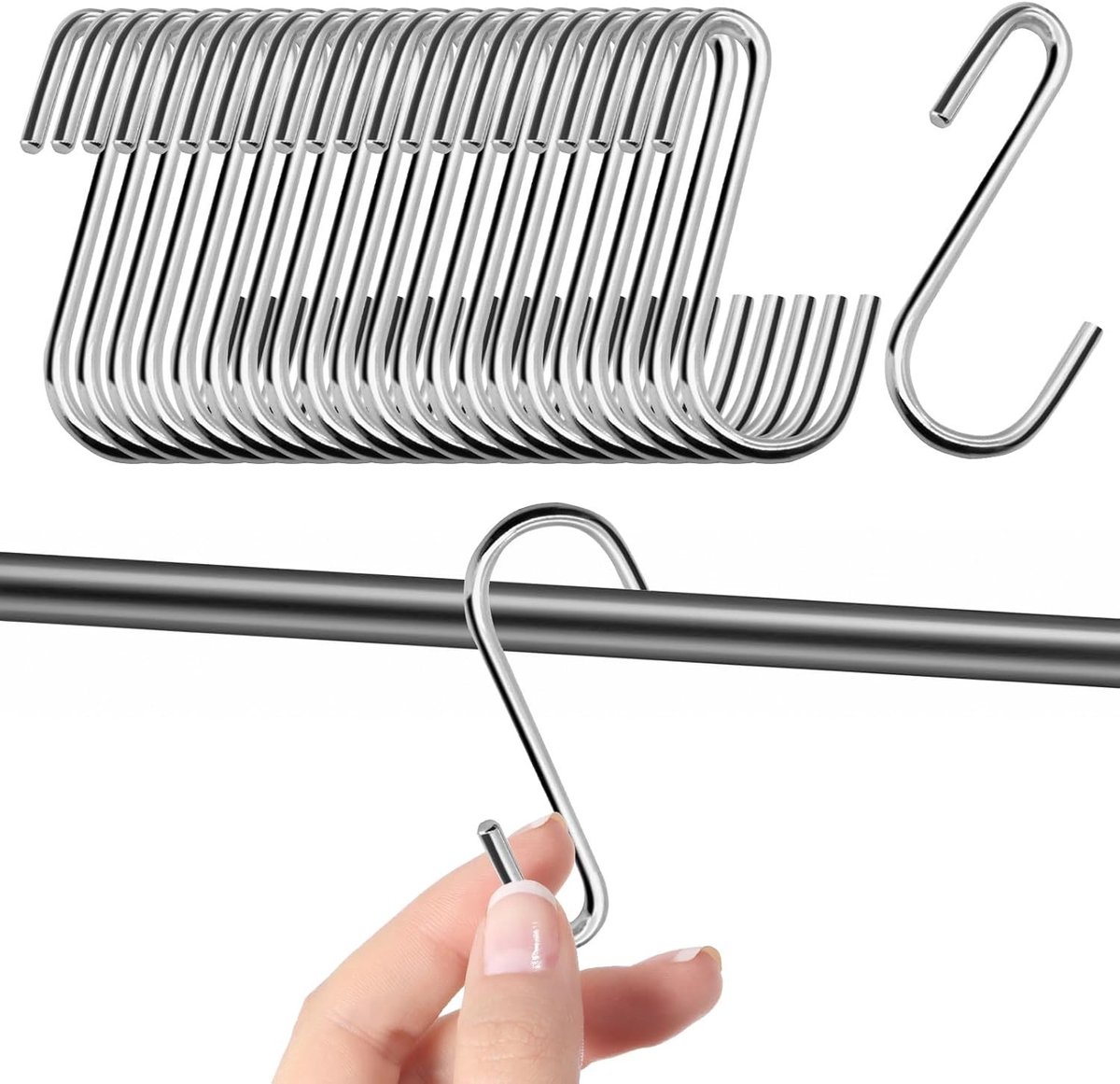 22pcs RVS S Haakjes 6cm voor Zware Toepassingen - Ideaal voor Keuken, Badkamer en Tuin - Sterke en Duurzame Ophanghaken voor Kleding en Accessoires