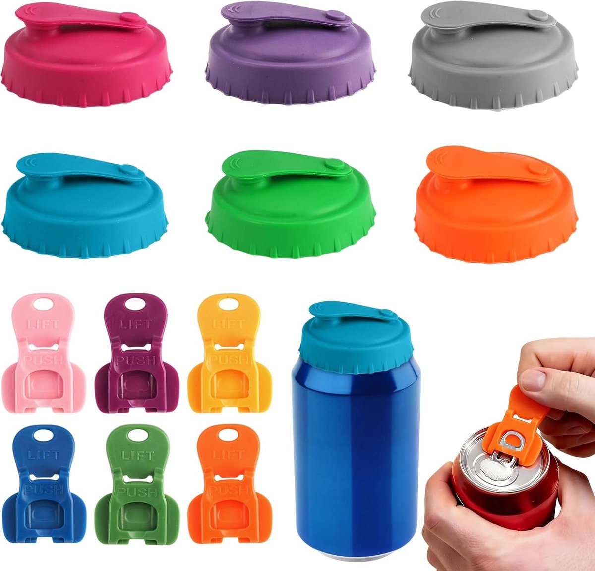 Herbruikbare Siliconen Deksel voor Blikjes - Set van 6, Lekvrij en Geschikt voor Frisdrank, Bier en Energie Dranken, Ideaal voor Thuis en Buitenshuis