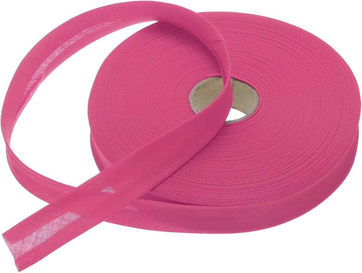 2,5 cm brede biasband van polyester, voor naaien, bundelen, quilten, zomen, binden, knutselen (rood, roze, 50 yards)