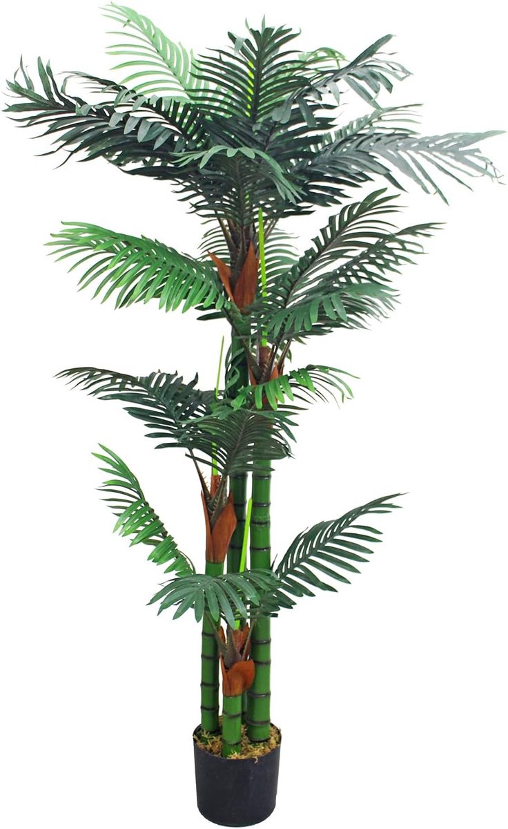 Kunstpalm, grote kunstpalm, kunstplant, palm, kunstmatig als echte plastic plant, selectie decoratie, palmplant: palm, model 1 (arekapalm 150 cm)