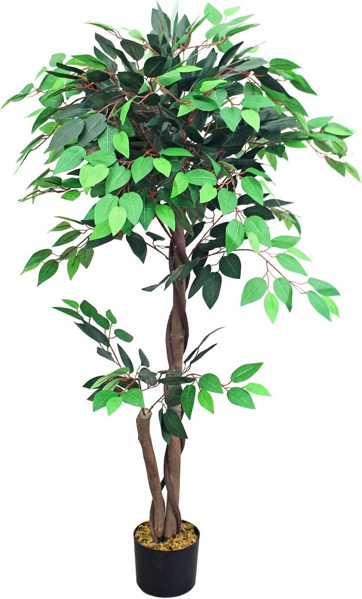 Vijgenboom Ficus Benjamin Kunstboom met natuurlijk hout 120 cm