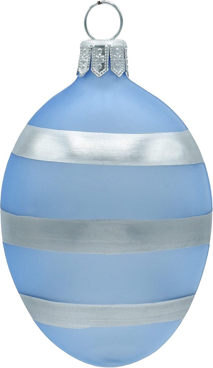Transparante pasteleieren, handbeschilderde glazen ballen, voor Pasen, kerstboom, lenteversiering, keukendecoratie, lichtblauwe en gouden strepen, klassiek design, 3 stuks