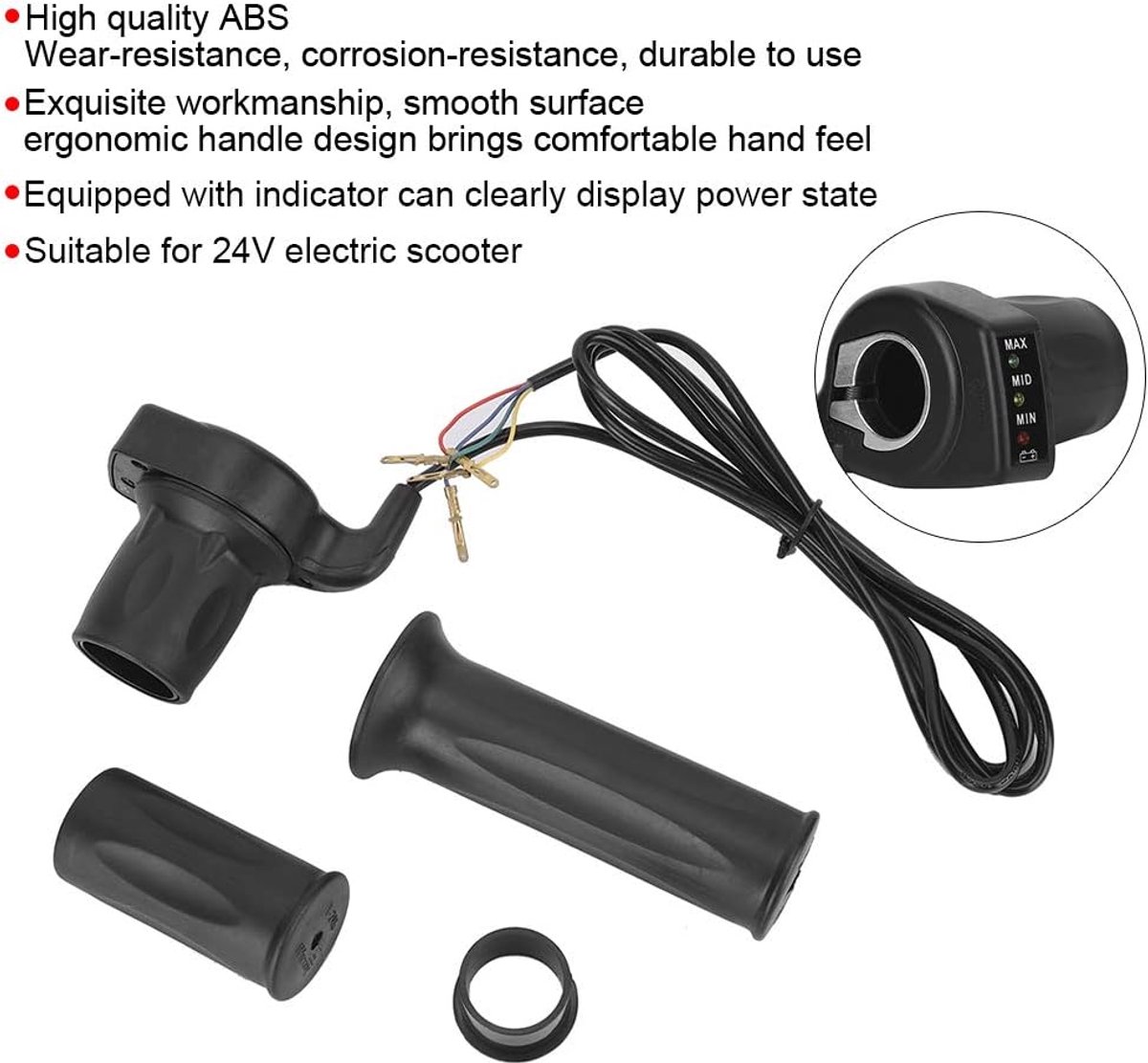 24V Gaspedaal Abs 24V Gaspedaal 24Vf Gaspedaal 4-draads Handipkabelset voor Elektrische Scooter met Indicator Zwart