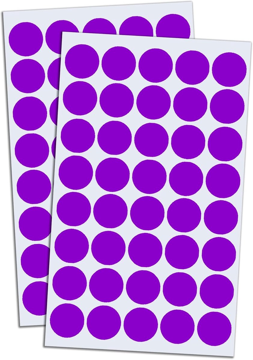 8000 Stuks - 20mm Ronde Stickers Gekleurde Stippenstickers Puntstickers Zelfklevende Etiketten - Paars