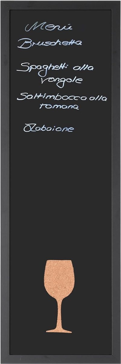 Combi memo en Blackboard Back2Chalk Vino, krijtbord met zwart mat MDF frame, 20x60cm