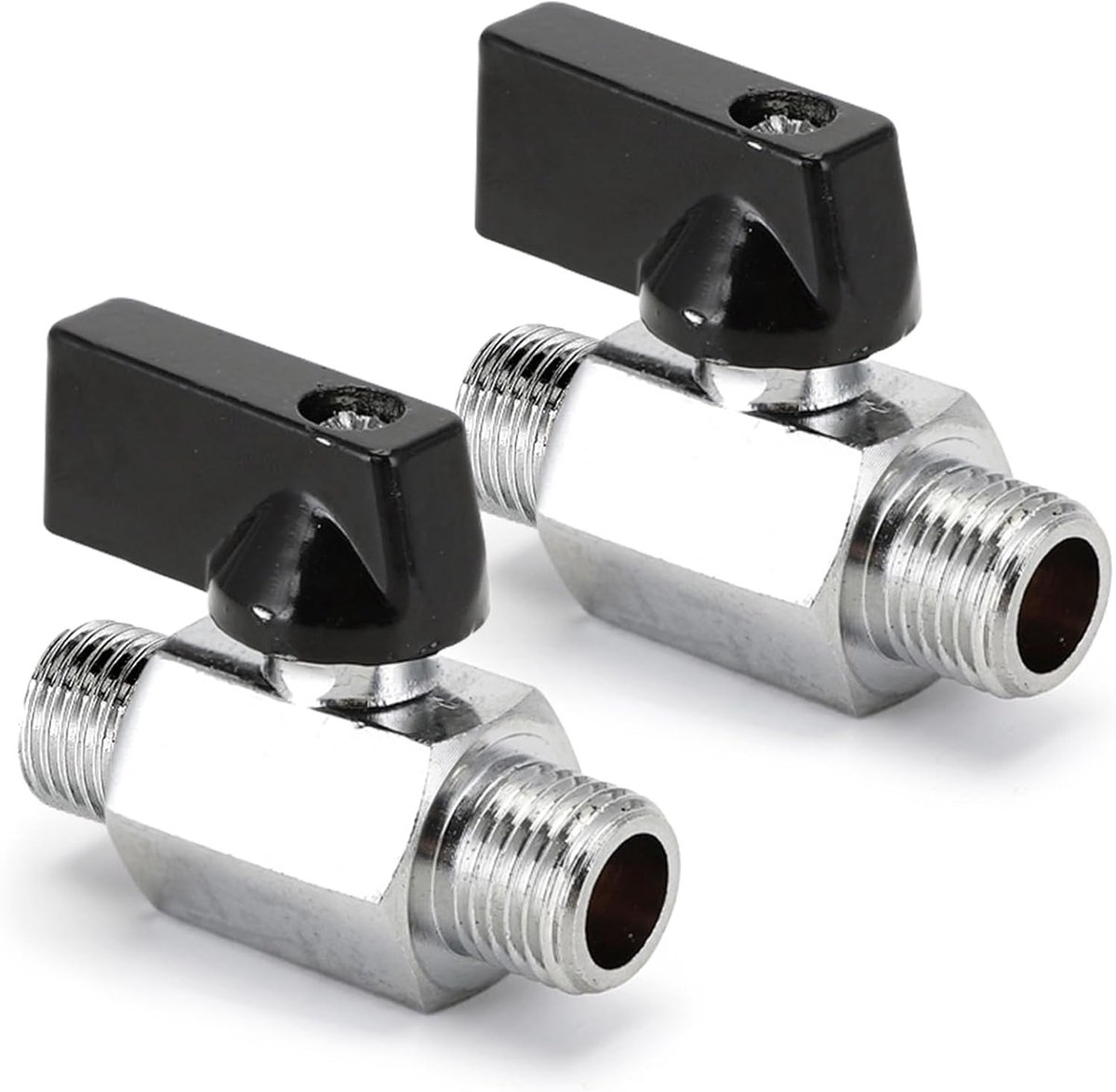 2 Stuks 1/2 Inch Kogelkraan, 3/8 Inch AG x 3/8 Inch AG Kogelventiel, DN10 Afsluitschakelaar Met Handgreep, Koperen Mini-Kogelkraan, Afsluitkraan