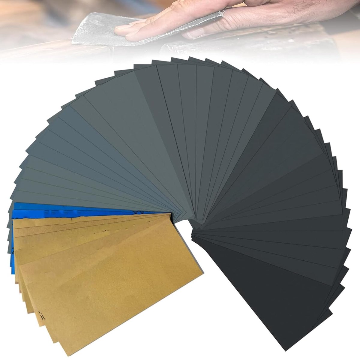 Schuurpapierset, 24-delig, nat schuurpapier en droog schuurpapier, fijn schuurpapier voor auto, metaal, hout, lak, muren, glas, ideaal voor precisiewerk, polijsten en afwerking