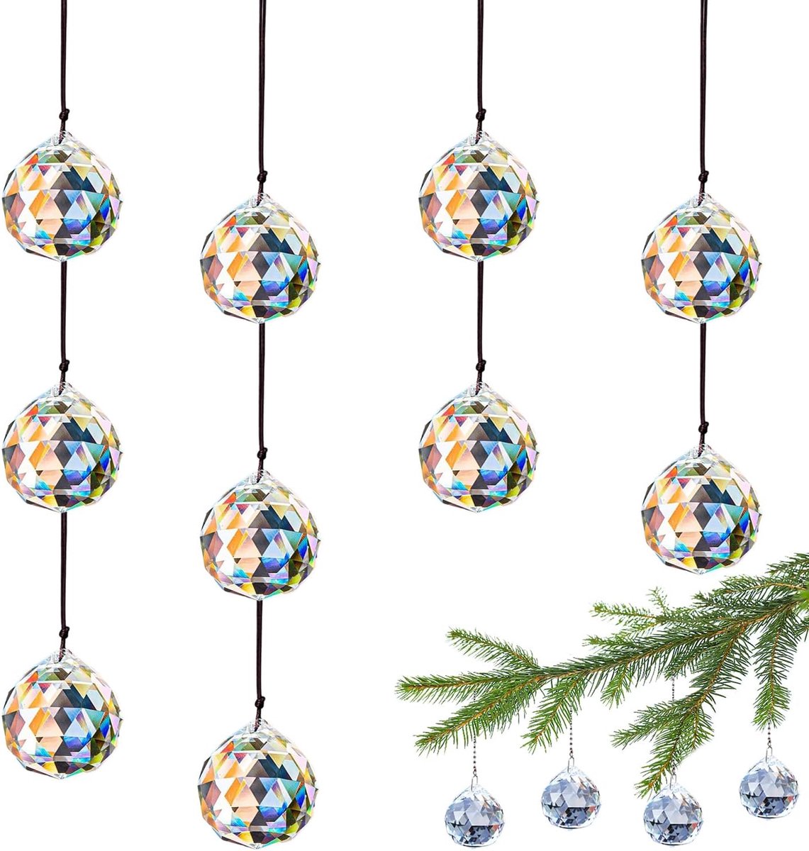 Decoratieve hangers, 10 stuks, 30 mm, kristalglas, prisma, regenboog-kristallen bol, hangende decoratie, kristallen zonnevanger, prisma-hanger, voor kamer, lamp, tuindecoratie