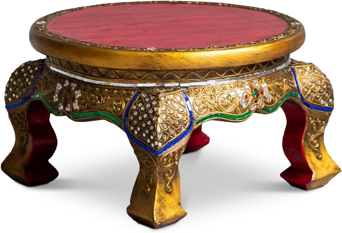 Livasia Opiumtafel met glasmozaïek, Salontafel, Bijzettafel, Banktafel, duurzaam en handgemaakt (40x40cm)