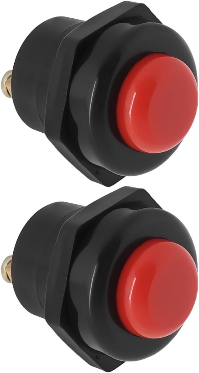 2 Stks Auto Drukknopschakelaar 12V 25A Hoorn Schakelaar Momentary Drukknop Schakelaar Vervanging Deel 22mm Montage Gat Starter Schakelaar, Rood