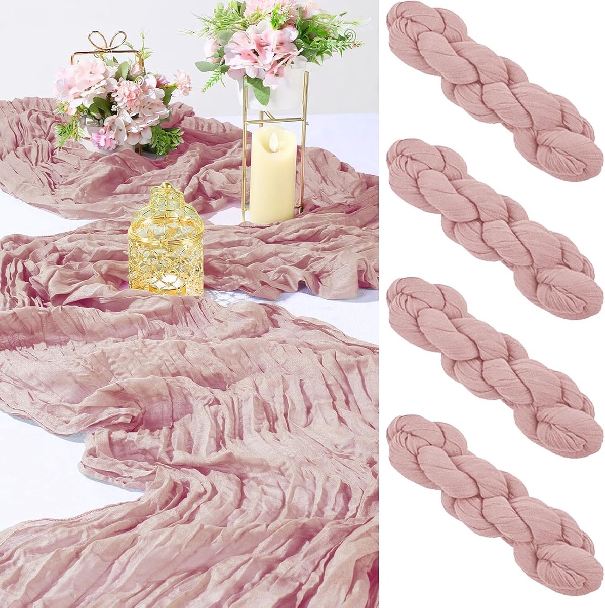Tafelloper voor de keuken, roze