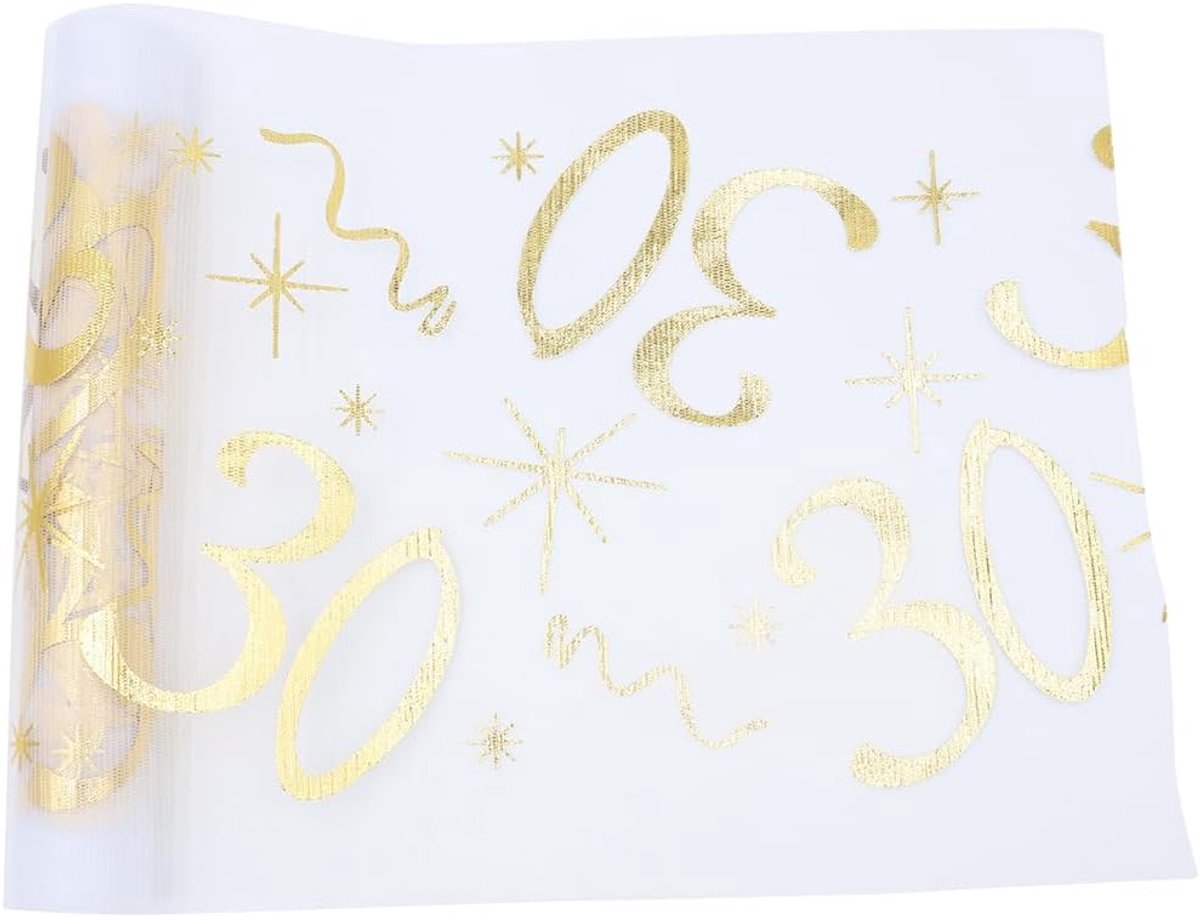 30e verjaardag mesh tafelvlag, decoratie tafelloper, glitter 30e verjaardag decoraties voor vakantie feest