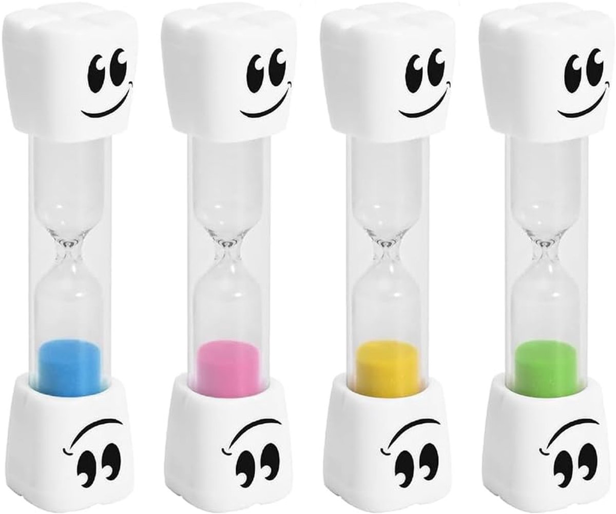 Tandenpoetsset, 4 stuks, 2 minuten roze, geel en 3 minuten, groen-blauw, tandenborstelhorloge voor tijdmanagement, kleurrijke timer voor school, keuken en spelletjes, visuele timer