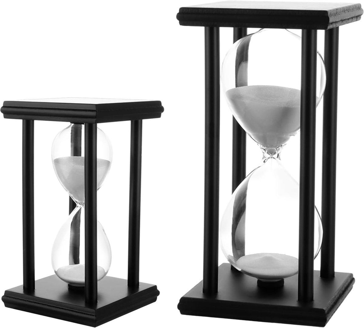 Zandloperset, grote zandloper-timer, houten frame, cadeaus voor kinderen, keuken