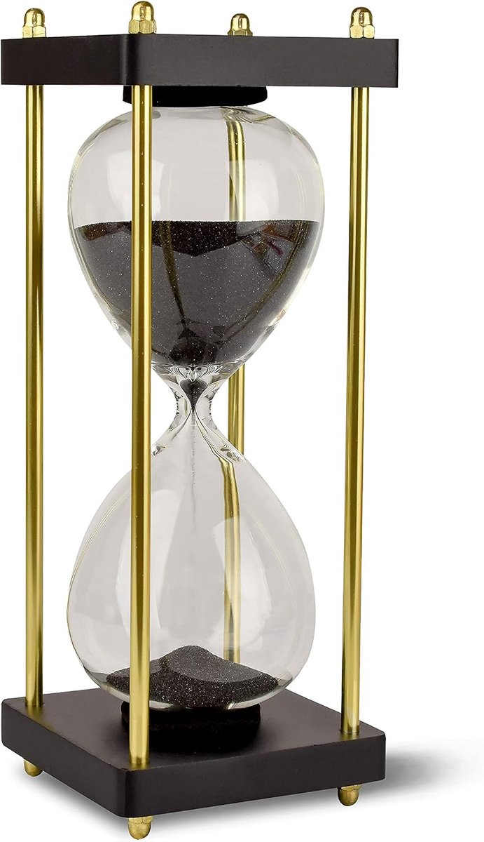 30 min zandloper - woonkamer en bureau decoratie - stijlvolle woondecoratie - elegant cadeau voor vriend - zwart-gouden decoratie