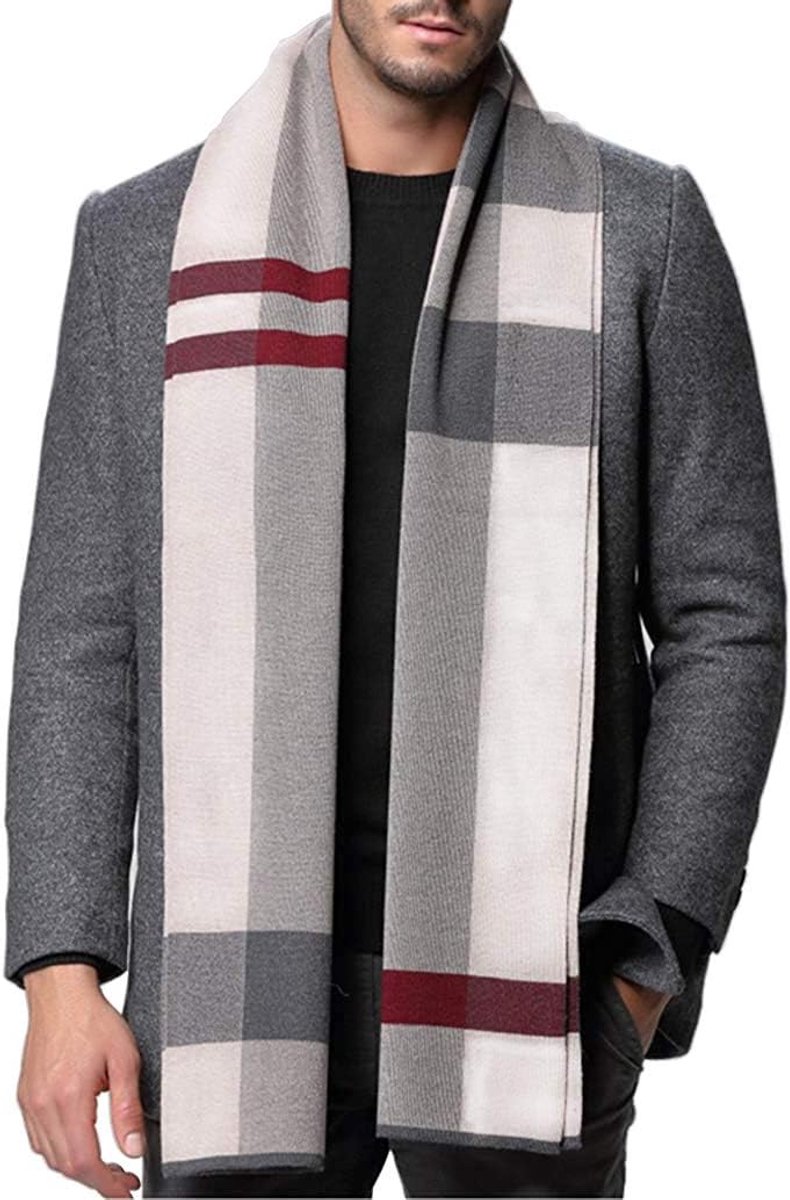 Heren sjaal winter warm dik klassiek modern imitatie kasjmier herensjaal 180 x 30 cm, paars, Einheitsgröße