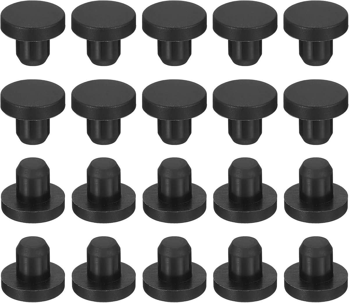 30 Stuks Zwarte Rubber Stoppen 8 mm - Ronde Waterdichte Knoopstop voor Flessen en Buizen, Geschikt voor DIY Projecten en T-vormige Toepassingen
