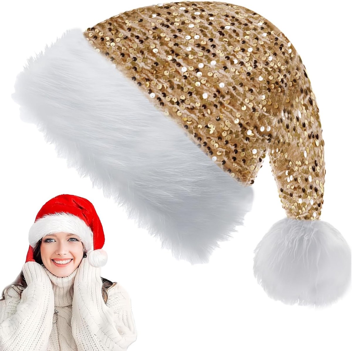 Luxe Pluche Kerstmuts voor Kinderen en Volwassenen, Unisex Feestmuts voor Kerst en Nieuwjaar, Perfecte Cadeaus voor Mannen en Vrouwen