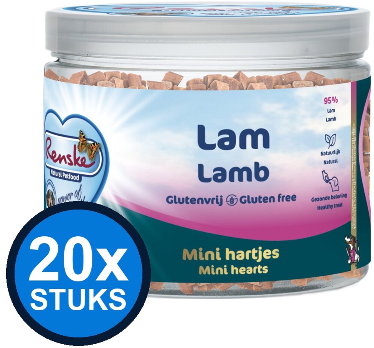Renske Renske gezonde beloning mini hartjes hond lam 100gr