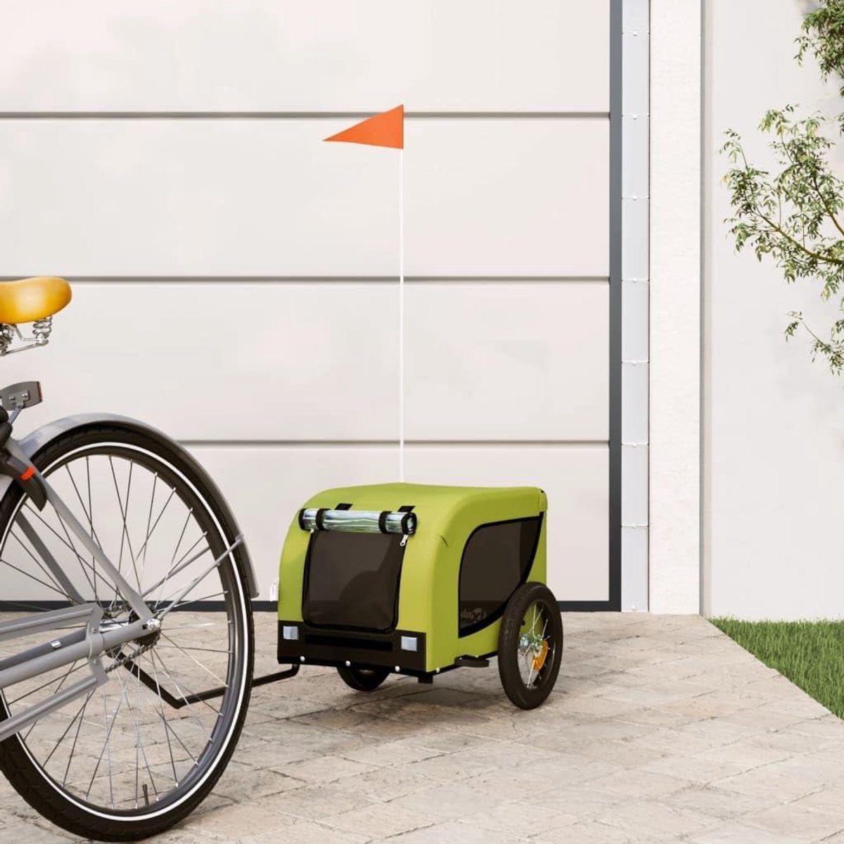 Fietskar Huisdieren - Hondenkar Kattenkar - Comfortabel Vervoer - Waterafstotend Oxford - 124 cm Lengte - Groen Zwart