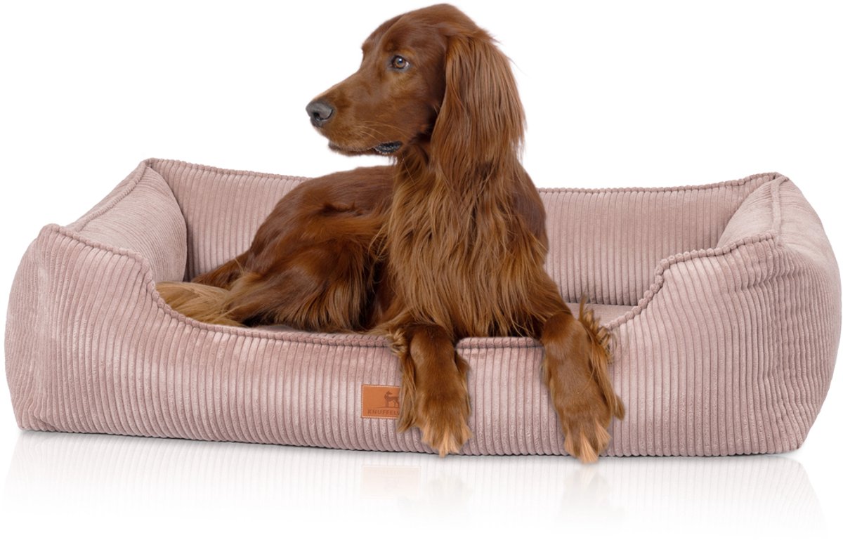Knuffelwuff orthopedisch hondenbed van ribfluweel met handgeweven uiterlijk Nunavut XXXL 150 x 105cm Oudroze