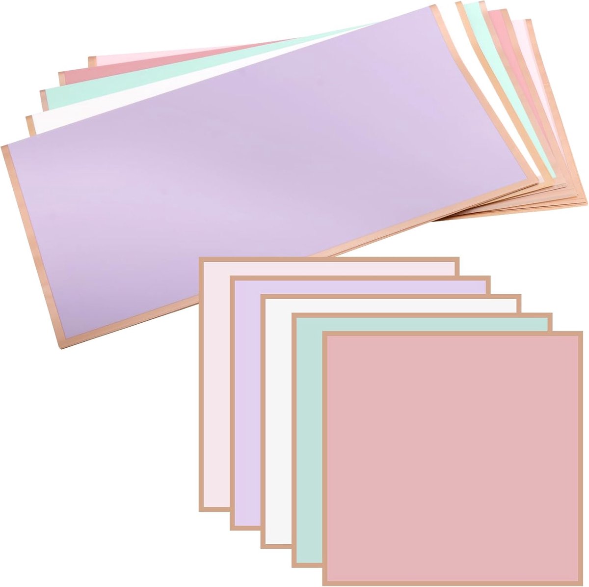 100 Vellen Waterdicht Bloem Boeket Inpakpapier met Gouden Rand voor DIY Ambachten en Cadeauverpakking, 57cm, 5 Kleuren Keuze