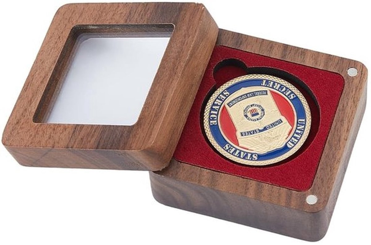 Houten Opbergkoffer voor Munten met Fluwelen Slot