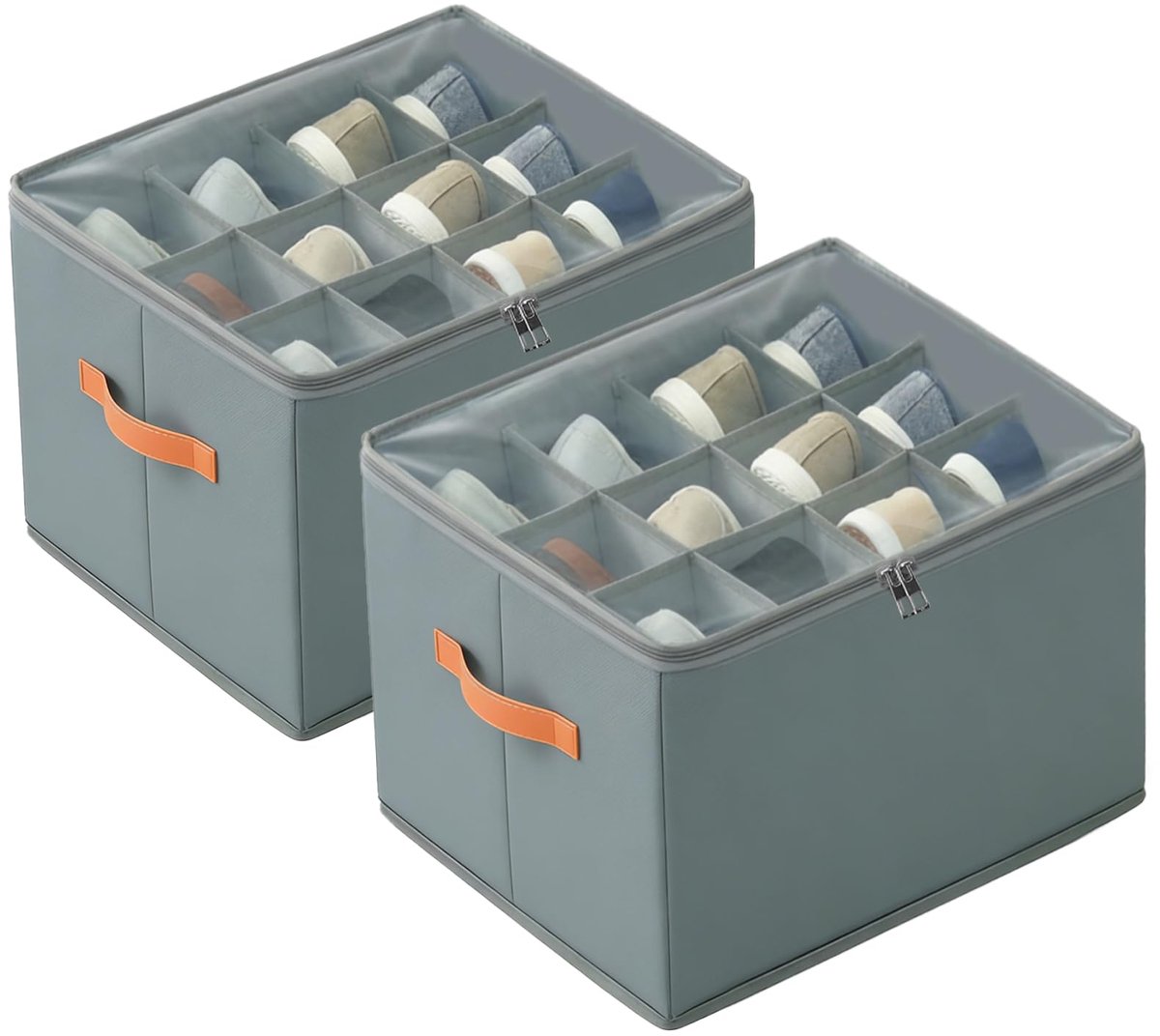 2x Stapelbare Schoenendozen - Opvouwbare Schoenen Organizer voor 12-24 Paar Schoenen - Met Handgrepen - Grote Opbergruimte - Ruimtebesparende Schoenopslag voor Slaapkamer & Garderobe