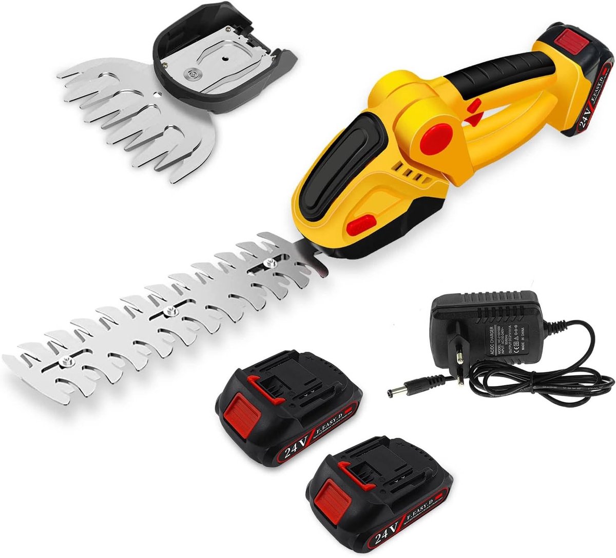 Snoerloze 2-in-1 Tuinschaar - Groen - Accu met 24 V - Draagbare Grasschaar en Heggenschaar - Voor Tuin en Gazon