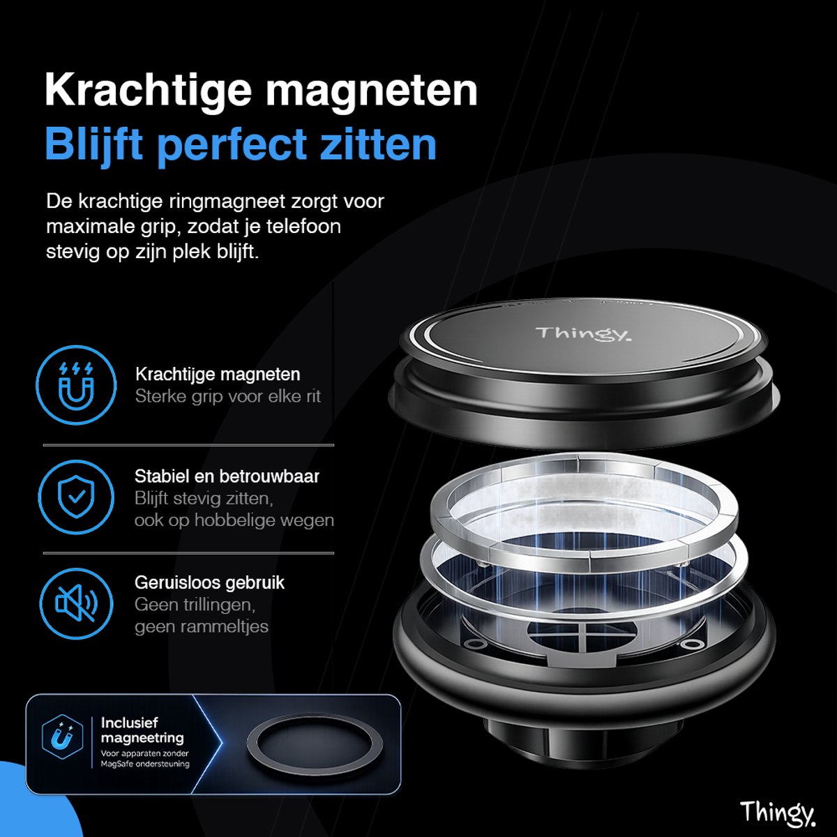 Thingy® Telefoonhouders Auto - MagSafe Autohouder - Ventilatie & Dashboard - Magnetisch - GSM Houder Auto - Telefoonhouders Auto Magnetisch - Phone Holder Car - Auto Accessories – foto 7