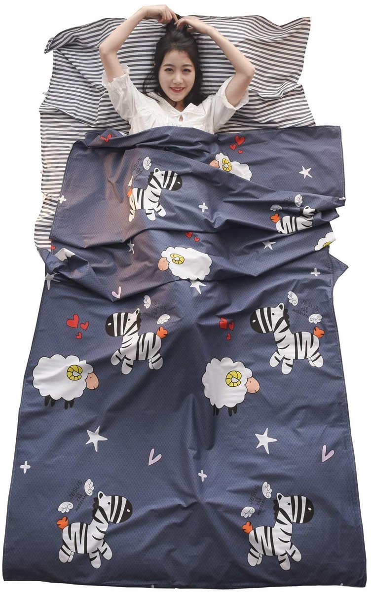 SnelShoppen - Zomerse katoenen slaapzak - Eenpersoons/dubbele slaapzak - Ademend en comfortabel - Perfect voor camping, reizen, camper of thuis - Zwar