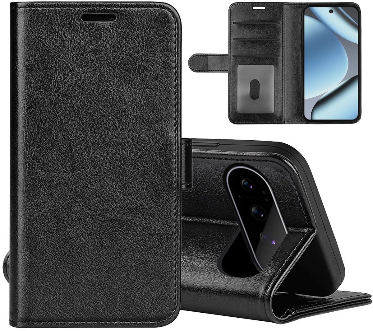 MobyDefend Hoesje - Geschikt voor Google Pixel 11 Pro - Wallet Book Case (Sluiting Achterkant) - Zwart