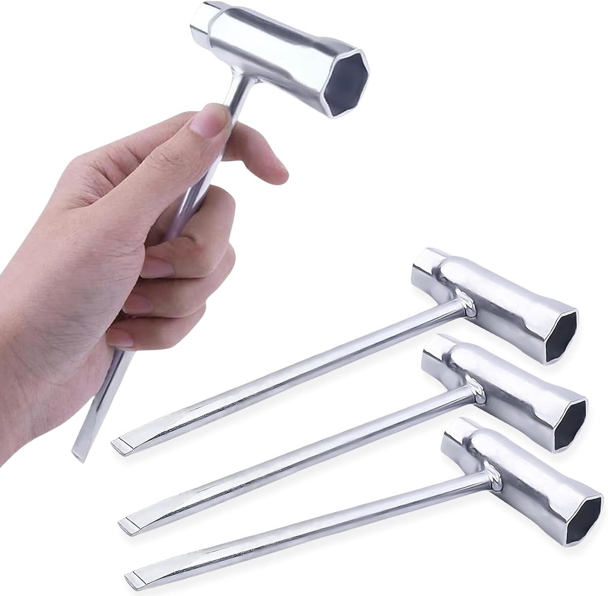 SnelShoppen - Pack van 4 Power Zaag, Bougiewrench, 13 x 19 mm, Kettingzaag Accessoires, T-Wrench, Steeksleutel en Sleufschroevendraaier, 2-in-1 voor M