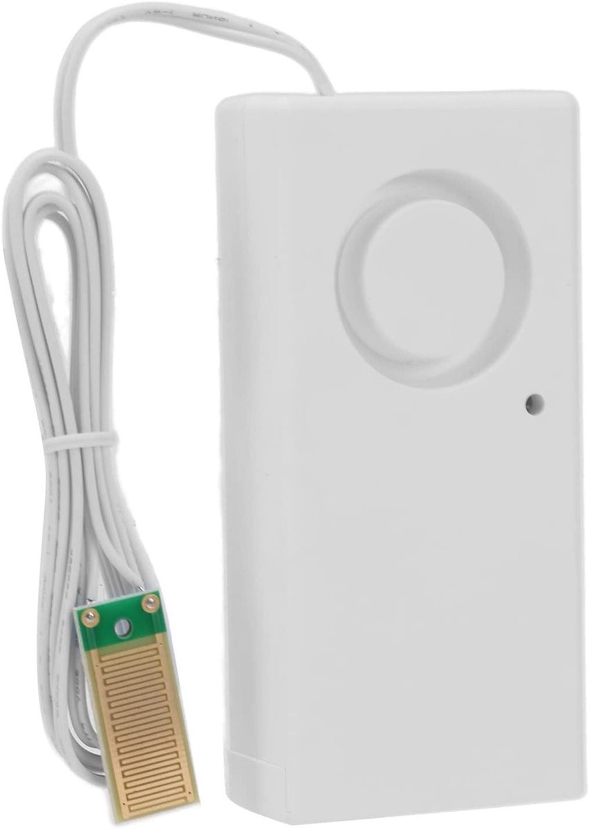 Waterlekdetector - Watermelder Alarm - Huis Beveiligen - 120dB Geluidssignaal - 9.98 x 4.98 x 3.99 cm - Wit