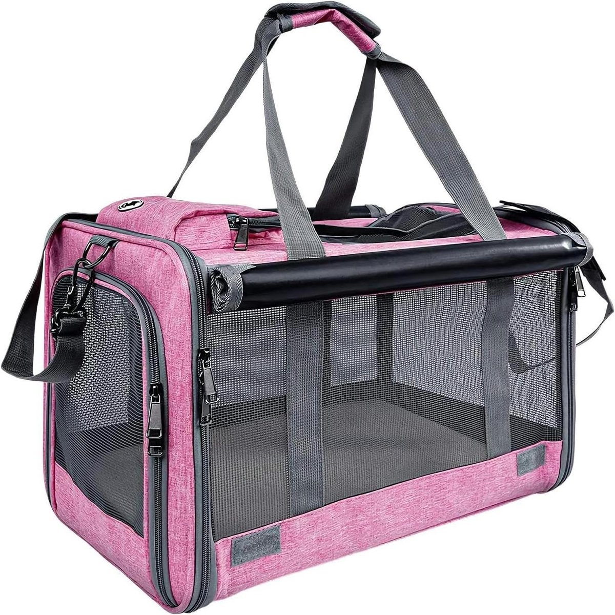 Kleine Kattenmand - Draagbare Reistas - Huisdier Vervoer - Ademend Mesh Ontwerp - 46 x 30 x 30 cm - Roze