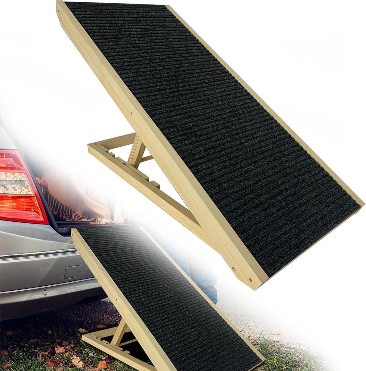 Hondenhelling Opvouwbaar - Huisdierentrap Dierentrap - Veilig Klimmen - In Hoogte Verstelbaar - 100 x 40 x 60 cm