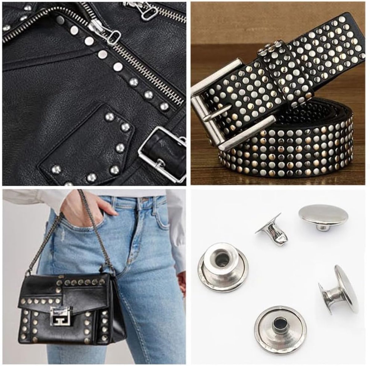 SnelShoppen - 100 Sets 3mm Holle Nieten voor Lederen DIY Ambachten - Duurzame en Roestvrije Ronde Dubbelzijdige Nieten voor Tassen, Riemen, Kleding en