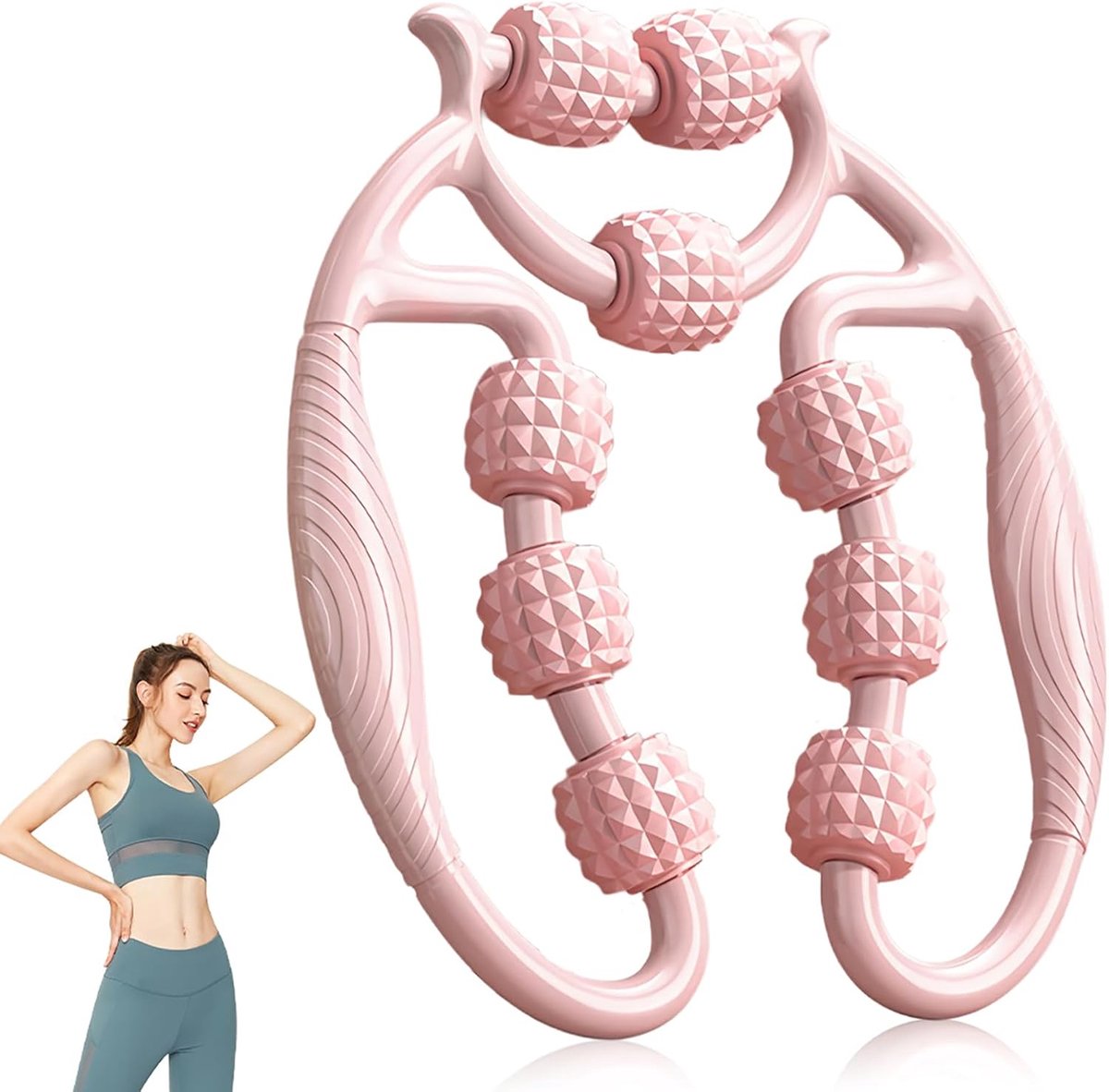 SnelShoppen - Cellulite Massager Handmatige Massage Roller 9 Wielen voor Bloeddoorstroming, Ergonomisch Ontwerp, Anticellulitemassager voor Benen, Voe