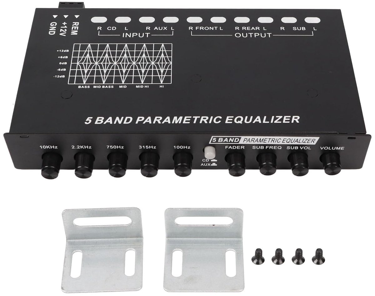 SnelShoppen - Auto Audio Equalizer Instelbare 5 Bands Voor Nauwkeurige Afstemming, Crossover Versterker Graphic Equalizer Voor Verbeterde Geluidskwali