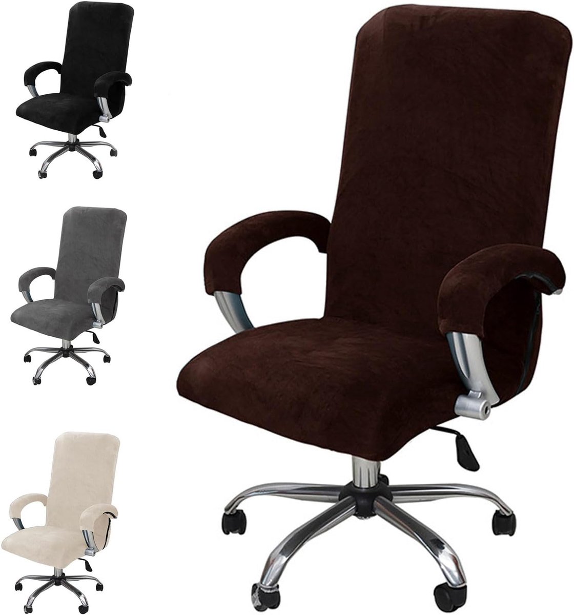 SnelShoppen - Luxe MeYuxg Bureau Stoel Cover Velvet Rekbaar Met Armleuningen Verwijderbaar Wasbaar Gaming Stoel Cover Stretch Computer Stoel Covers Vo